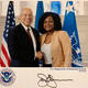 Camille Stewart with he former boss, ex-Dept. of Homeland Security Secretary Jeh Johnson.